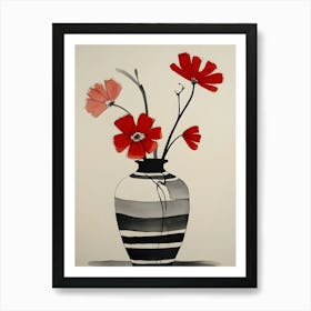 Red Flowers In A Vase 1 Art Print