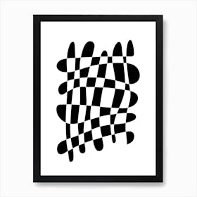 Checkered Abstract black and white Art Print