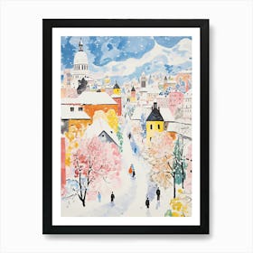 Winter Snow Salzburg   Austria Snow Illustration 1 Art Print