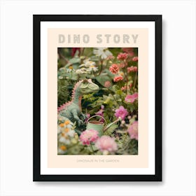 Pastel Toy Dinosaur In The Garden 2 Poster Art Print