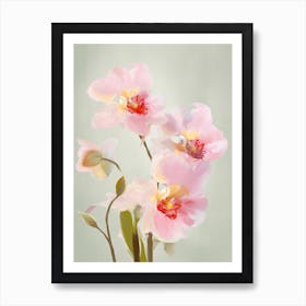 Orchids Flowers Acrylic Painting In Pastel Colours 4 Art Print