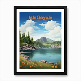 Isle Royale National Park Michigan Nature Travel Illustration Art Print