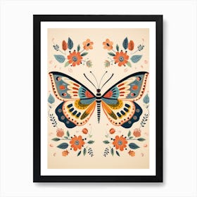 Butterfly With Flowers 1 Art Print