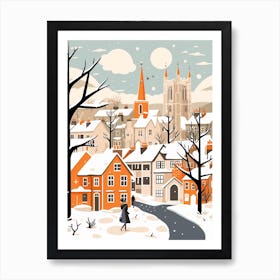 Retro Winter Illustration Canterbury United Kingdom 2 Art Print