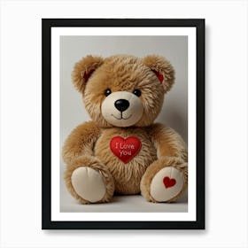 I Love You Teddy Bear Art Print