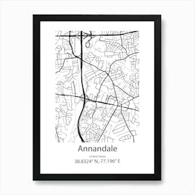 Annandale,United States Minimalist Map Art Print