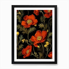 Winter Aconite 3 William Morris Style Winter Florals Art Print