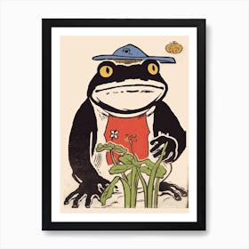 Frog In The Garden,  Matsumoto Hoji Inspired Japanese 7 Art Print