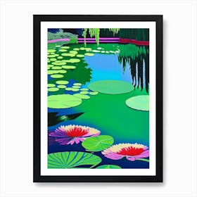 Water Lily Pond Landscapes Waterscape Colourful Pop Art 1 Art Print