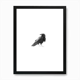 Raven Portrait Black and White Minimalist Boho Art Print Art Print