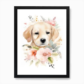 Floral Baby Puppy Dog Watercolour 3 Art Print