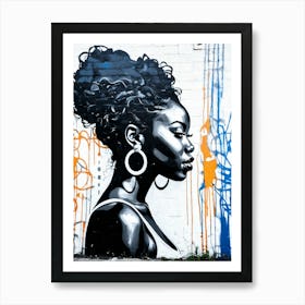 Graffiti Mural Of Beautiful Black Woman 207 Art Print