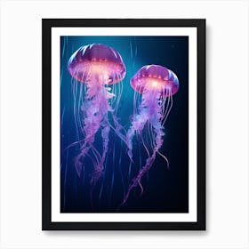 Sea Nettle Jellyfish Neon Illustration 5 Art Print
