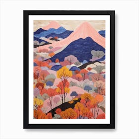 Mount Fuji Japan 4 Colourful Mountain Illustration Art Print