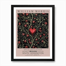 William Morris Valentines Gift Red Heart Tree Art Print