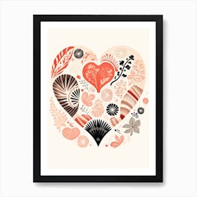 Shell Coral Geometric Heart Art Print