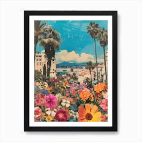 Cannes   Floral Retro Collage Style 2 Art Print