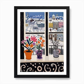 The Windowsill Of Edinburgh   Scotland Snow Inspired By Matisse 2 Art Print