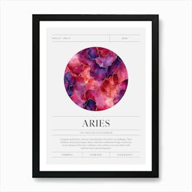 Aries Zodiac Sign, Ruby Birthstone Crystal Gem Art Print