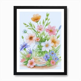 Flowers In A Jar 3 Art Print