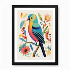 Colourful Scandi Bird Budgerigar 1 Art Print