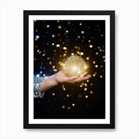 Galaxy Draped In Shimmering Glittering Gold Diamond Sparkles Spread Like Magic Across The Cosmic L (5) Art Print