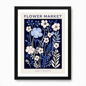 Blue Flower Market Poster Babys Breath 2 Art Print