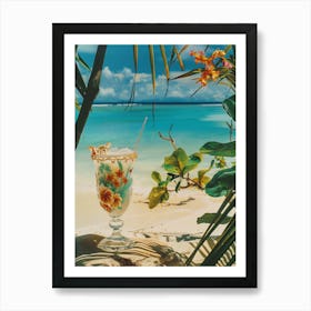 Tropical Drink On The Beach Art Print