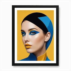 Geometric Woman Portrait Pop Art Fashion Yellow (30) Art Print