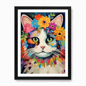 Ragdoll Cat With A Flower Crown Painting Matisse Style 4 Art Print