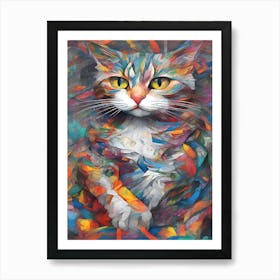 Colorful Cat Painting Art Print