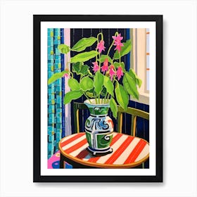 Flowers In A Vase Still Life Painting Fuchsia 1 Art Print