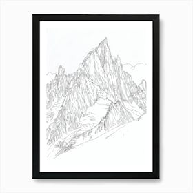 Mount Whitney Usa Line Drawing 6 Art Print