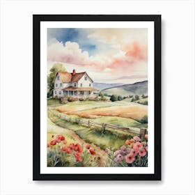 Watercolor Of A Farmhouse 2 Art Print