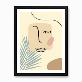 Illustration Of A Woman With Eyes Closed. Boho woman — boho poster, boho wall art Art Print