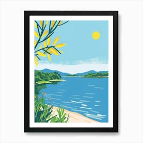 Lake Towada Japan 3 Colourful Illustration Art Print
