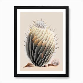 Stenocactus Cactus Neutral Abstract 2 Art Print