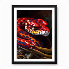 Red Spotted Snake Painting Art Print