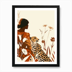 Cheetah And Woman 1 Art Print