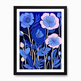Blue Flower Illustration Lisianthus 4 Art Print