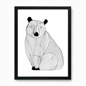 Bear Drawing animal lines art Art Print