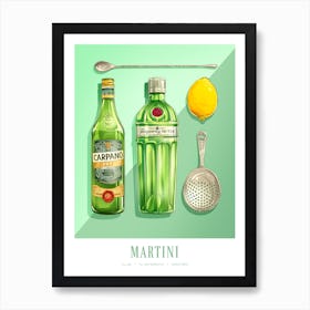 Affiche Martini Vert Minimaliste pour Cuisine