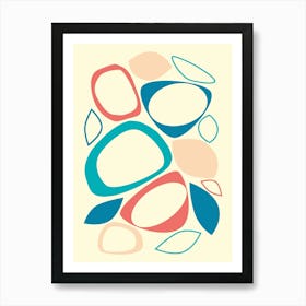 Mid Century Modern Abstract 8 Celadon Blue, Yellow, Peach, Teal, Coral Art Print