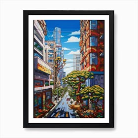 Painting Of Tokyo With A Cat In The Style Of Post Modernism 4 Art Print