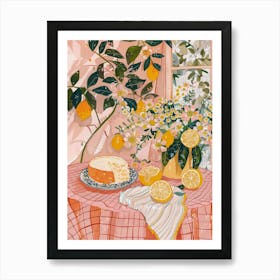 Pink Breakfast Food Lemon Cake 2 Art Print