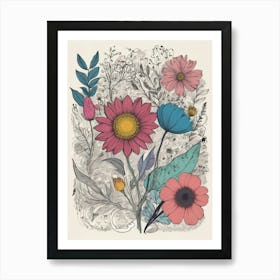 Watercolor Flowers 1 Art Print