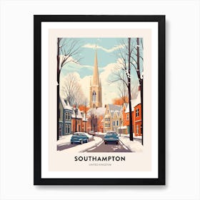 Vintage Winter Travel Poster Southampton United Kingdom 3 Art Print