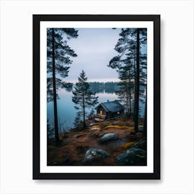 Night on the moody lake Art Print