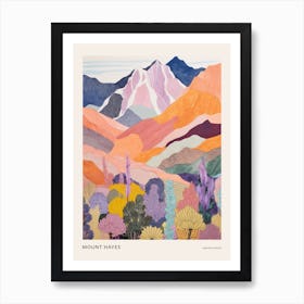 Mount Hayes United States Colourful Mountain Illustration Poster Art Print