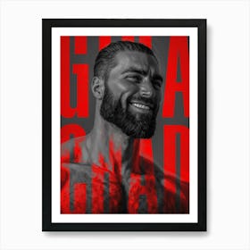 Chad Meme Art Black and White Red Bodybuilding Typography Art Print